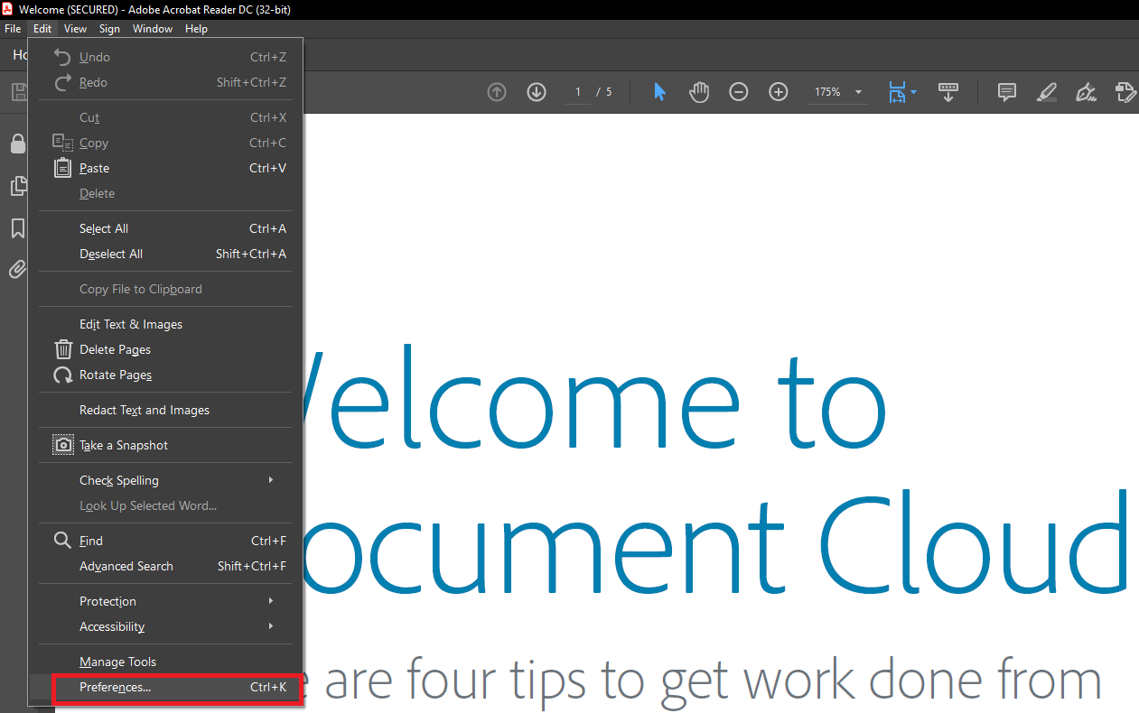 Edit Preferences